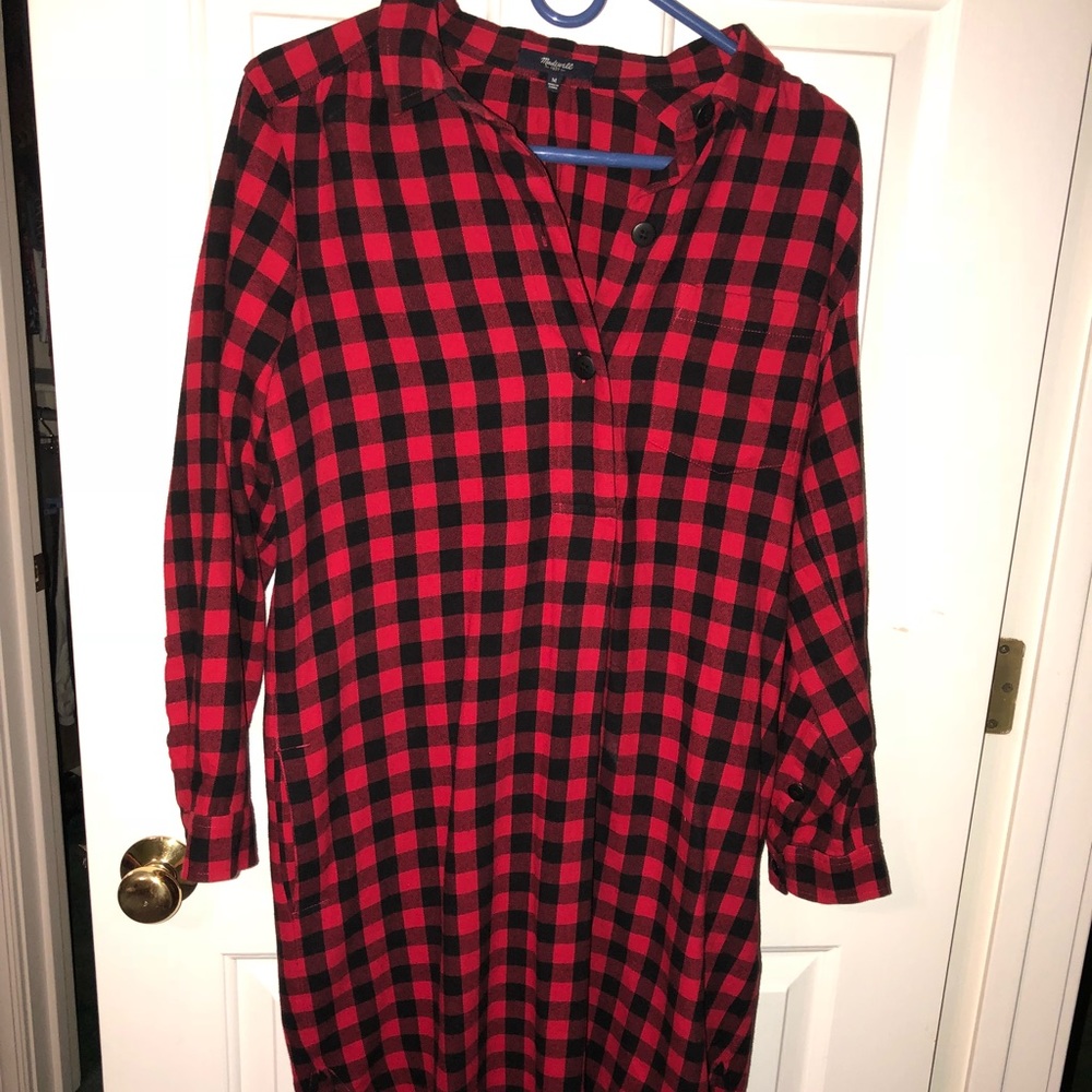 Madewell red plaid dress